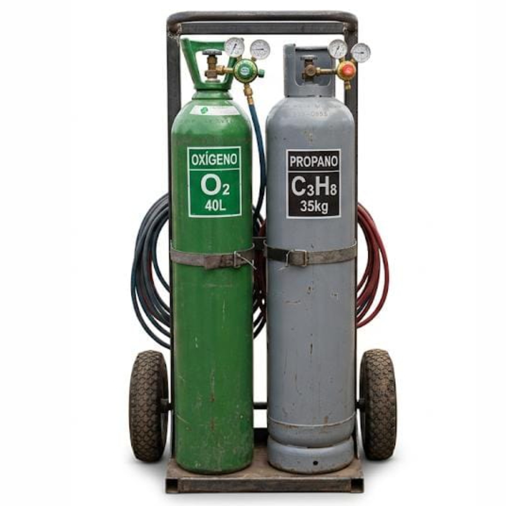 Equipo oxicorte con cilindro de propano y cilindro de oxígeno en alquiler - Inversiones Gintex - Venezuela